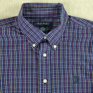 Brooks Brothers Fleece Mens Size XL Blue Plaid Shirt Business Casual Long Sleeve
